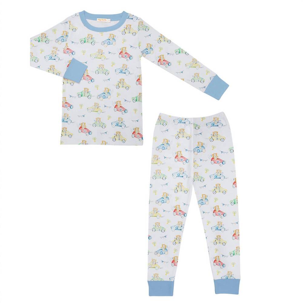 NEW BABY CLUB CHIC kids' grand prix long sleeve pajama set in one color